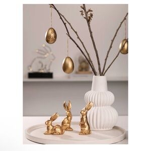 Mini Resin Gold Bunny Decor Set